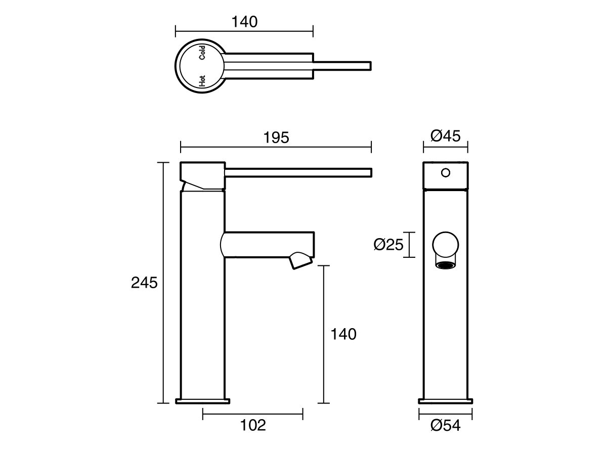 Reece Sussex Scala Medium Basin Mixer Tap With 150mm Extension Pin Chrome (5 Star)