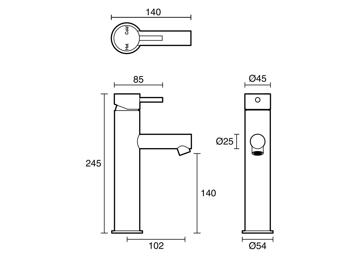 Reece Sussex Scala Medium Basin Mixer Tap With 90mm Outlet LUX PVD Brushed Platinum Gold (5 Star)