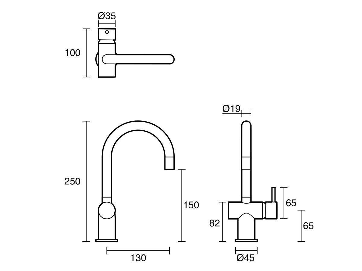 Reece Sussex Scala Mini Basin / Sink Mixer Tap Small Curved Right Hand Chrome (5 Star)