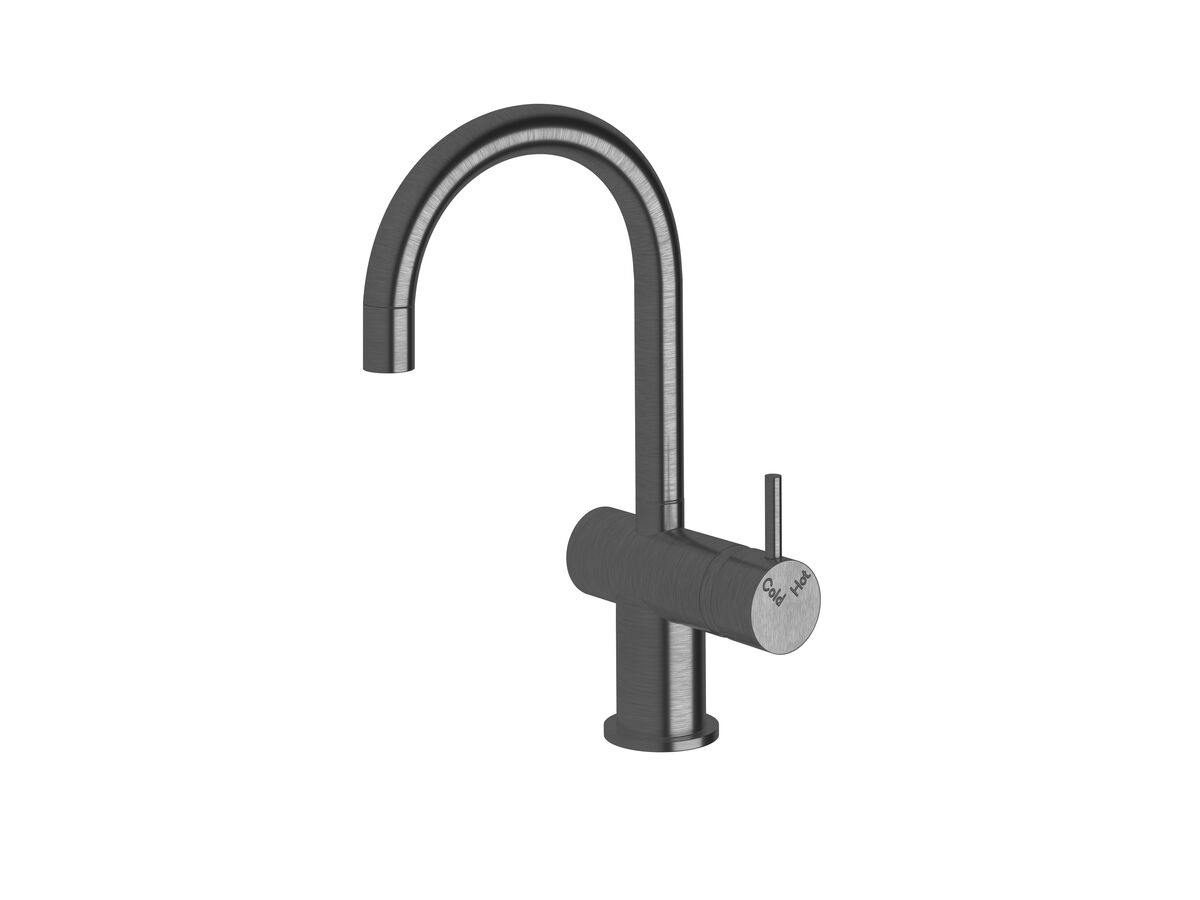 Reece Sussex Scala Mini Basin / Sink Mixer Tap Small Curved Spout Right Hand LUX PVD Brushed Smoked Gunmetal (5 Star)