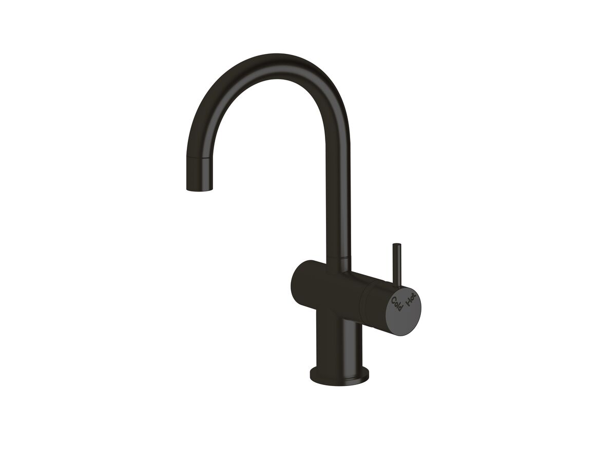 Reece Sussex Scala Mini Basin / Sink Mixer Tap Small Curved Spout Right Hand LUX PVD Matte Opium Black (5 Star)