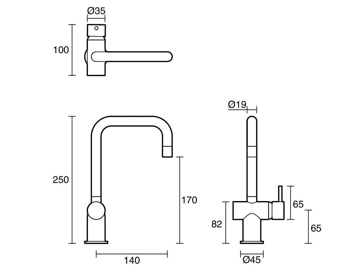 Reece Sussex Scala Mini Basin / Sink Mixer Tap Small Square Spout Right Hand LUX PVD Brushed Platinum Gold (5 Star)