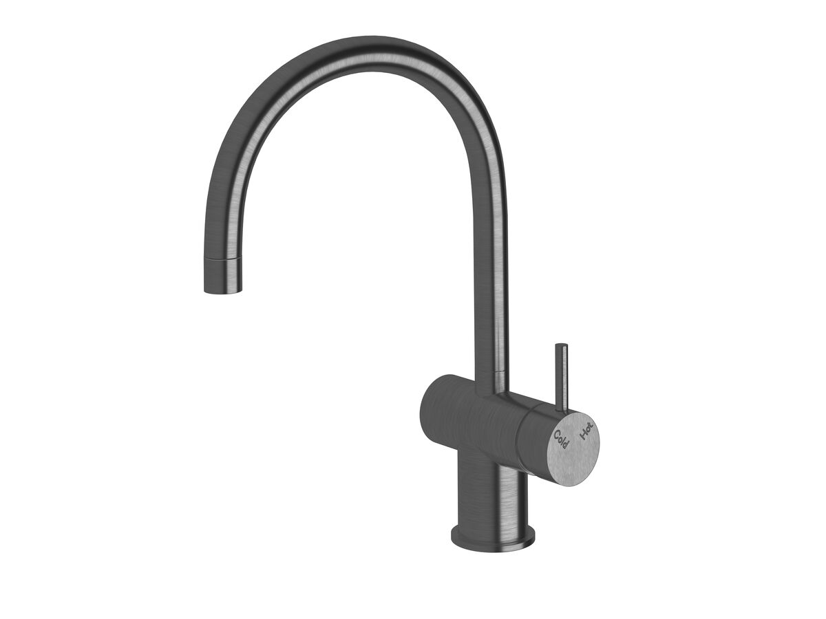 reece Sussex Scala Mini Sink Mixer Tap Large Curved Spout Right Hand LUX PVD Brushed Smoked Gunmetal (5 Star)