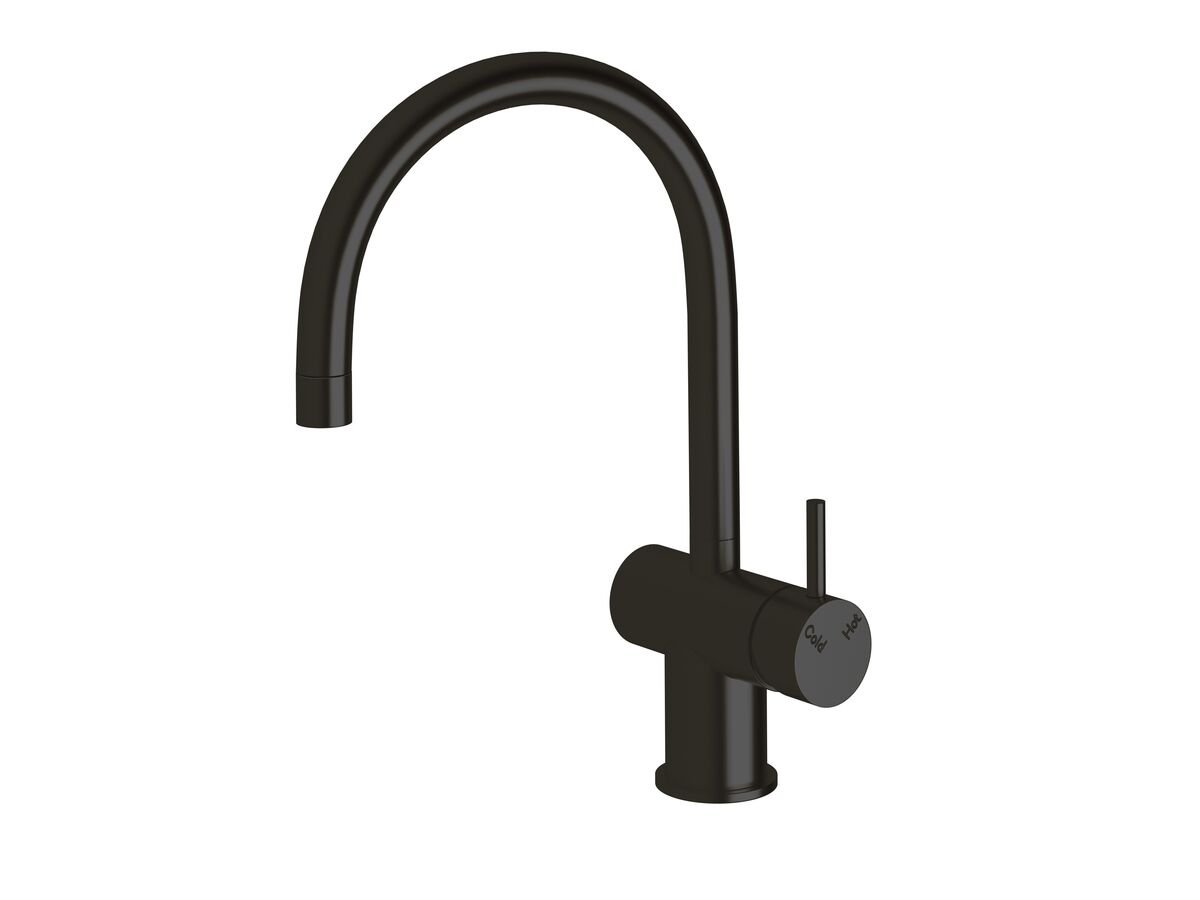 reece Sussex Scala Mini Sink Mixer Tap Large Curved Spout Right Hand LUX PVD Matte Opium Black (5 Star)