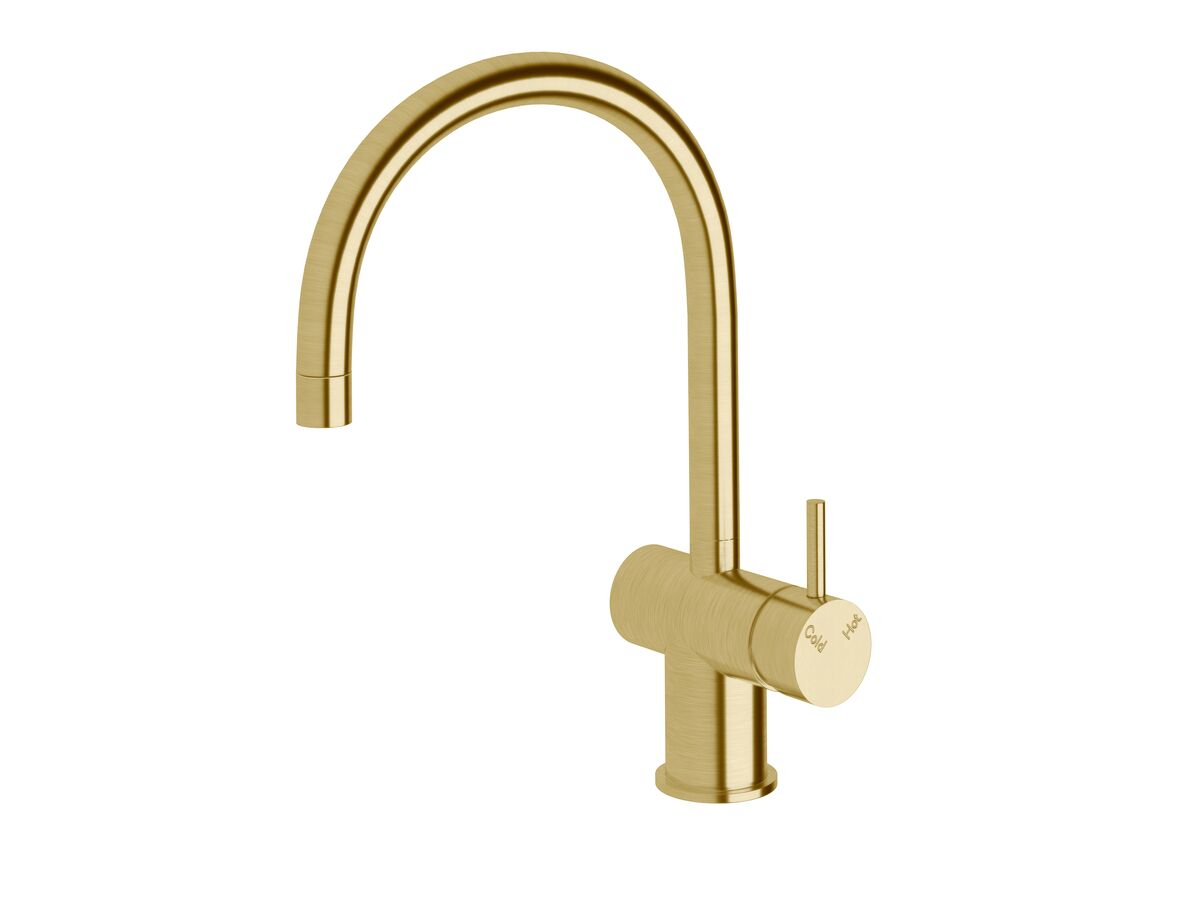 reece Sussex Scala Mini Sink Mixer Tap Large Curved Spout Right Hand LUX PVD Brushed Pure Gold (5 Star)