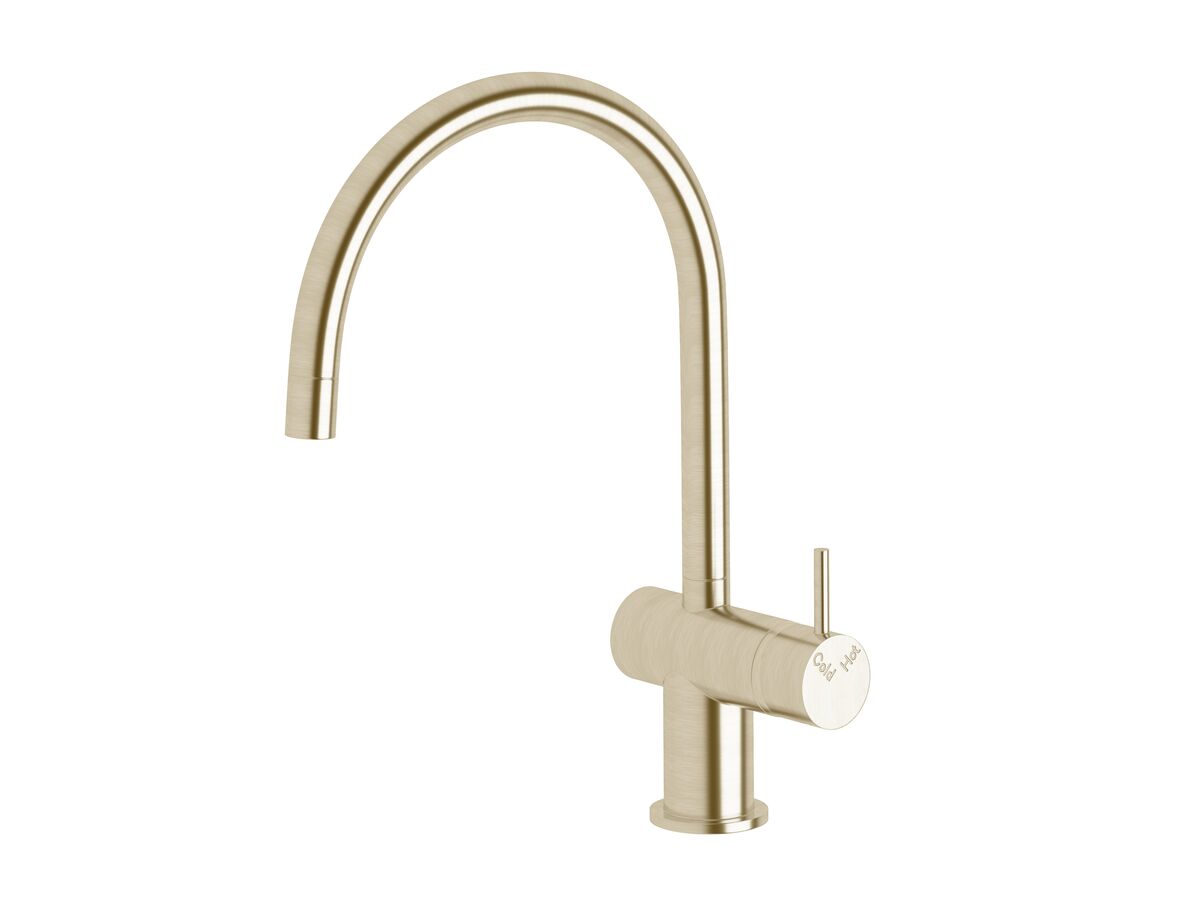 reece Sussex Scala Mini Sink Mixer Tap Large Curved Spout Right Hand LUX PVD Brushed Platinum Gold (5 Star)