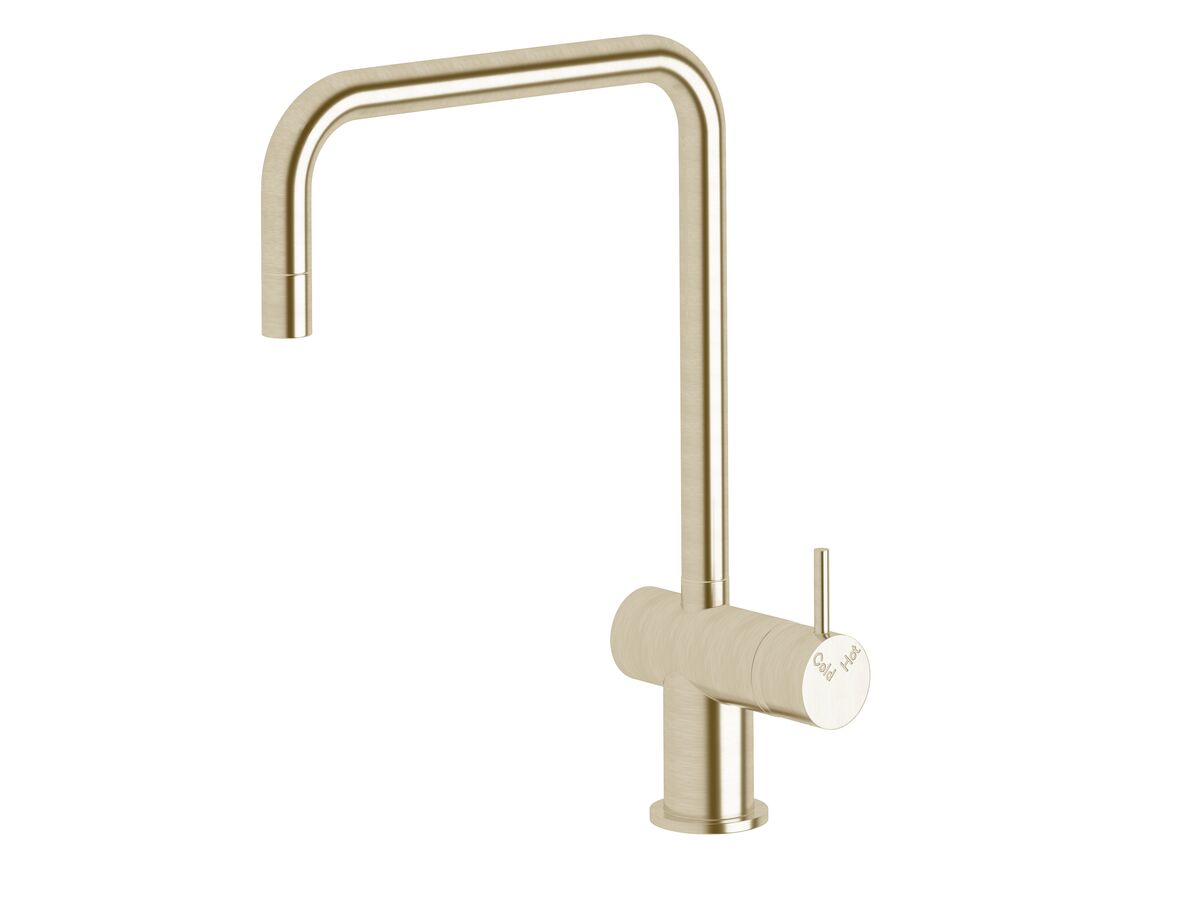 reece Sussex Scala Mini Sink Mixer Tap Large Square Spout Right Hand LUX PVD Brushed Platinum Gold (5 Star)