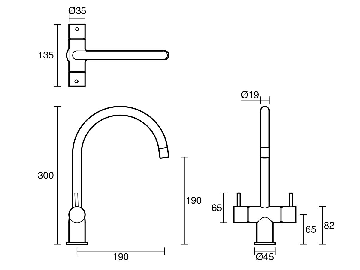 Reece Sussex Scala Mini Twin Handle Mixer Tap Large Curved Chrome (5 Star)