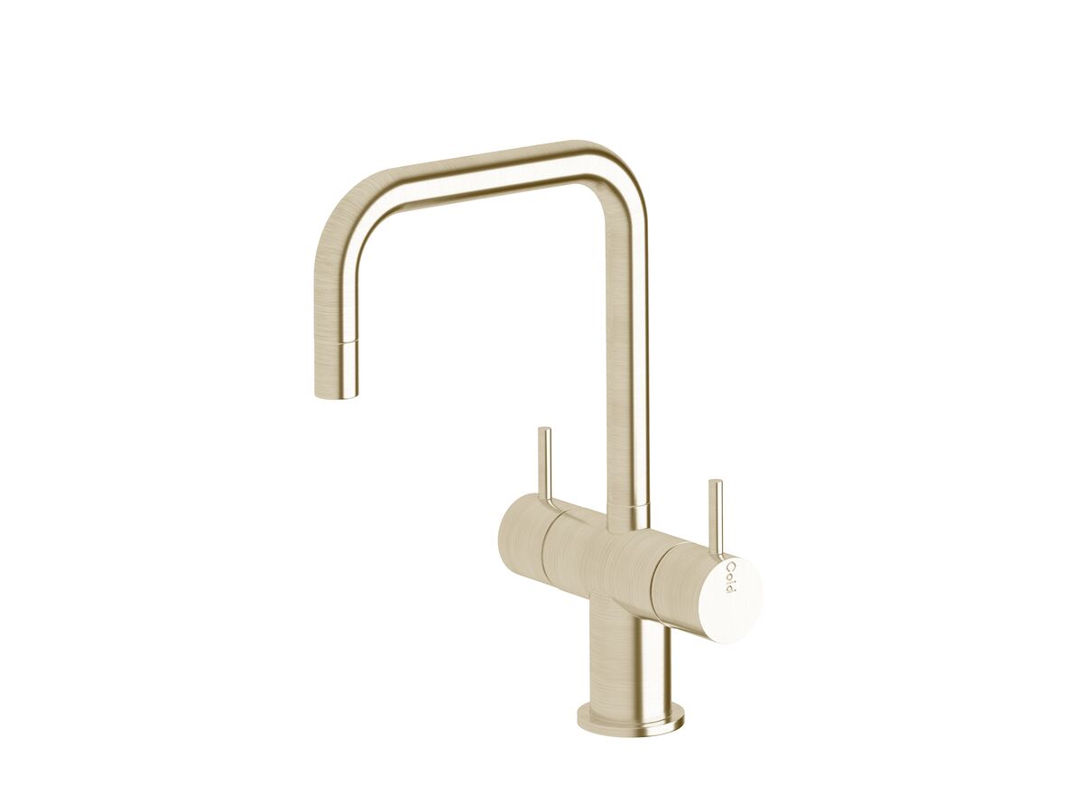 reece Sussex Scala Mini Twin Handle Mixer Tap Small Square LUX PVD Brushed Platinum Gold (5 Star)