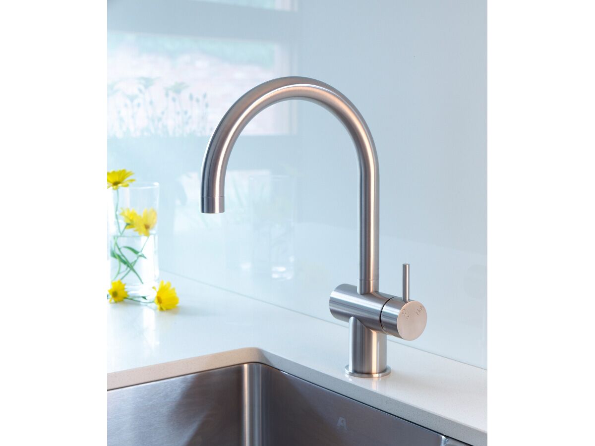 Reece Sussex Scala Sink Mixer Tap Large Curved Right Hand 316 Stainless Steel (4 Star)