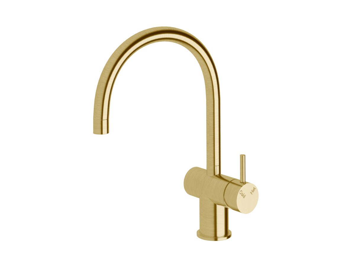reece Sussex Scala Sink Mixer Tap Large Curved Spout Right Hand LUX PVD Brushed Pure Gold (4 Star)