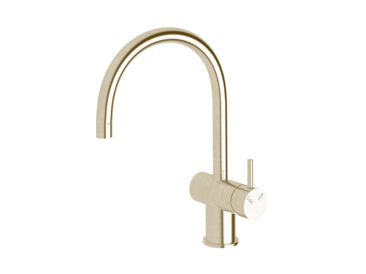 reece Sussex Scala Sink Mixer Tap Large Curved Spout Right Hand LUX PVD Brushed Platinum Gold (4 Star)