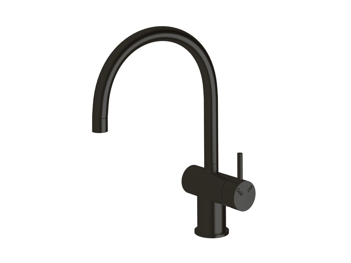 reece Sussex Scala Sink Mixer Tap Large Curved Spout Right Hand LUX PVD Matte Opium Black (4 Star)