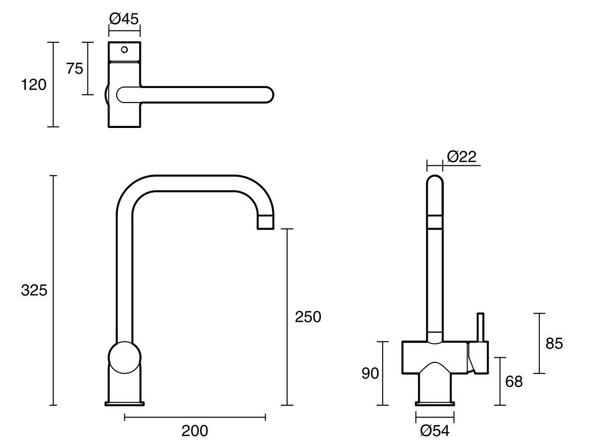 Reece Sussex Scala Sink Mixer Tap Large Square Right Hand Satin Chrome (4 Star)