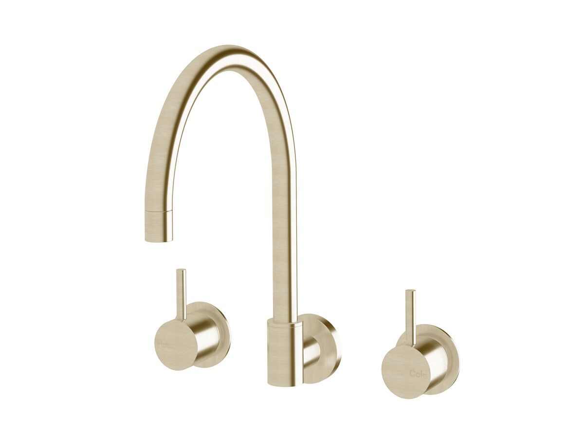 reece Sussex Scala Wall Sink Set Curved LUX PVD Brushed Platinum Gold (3 Star)