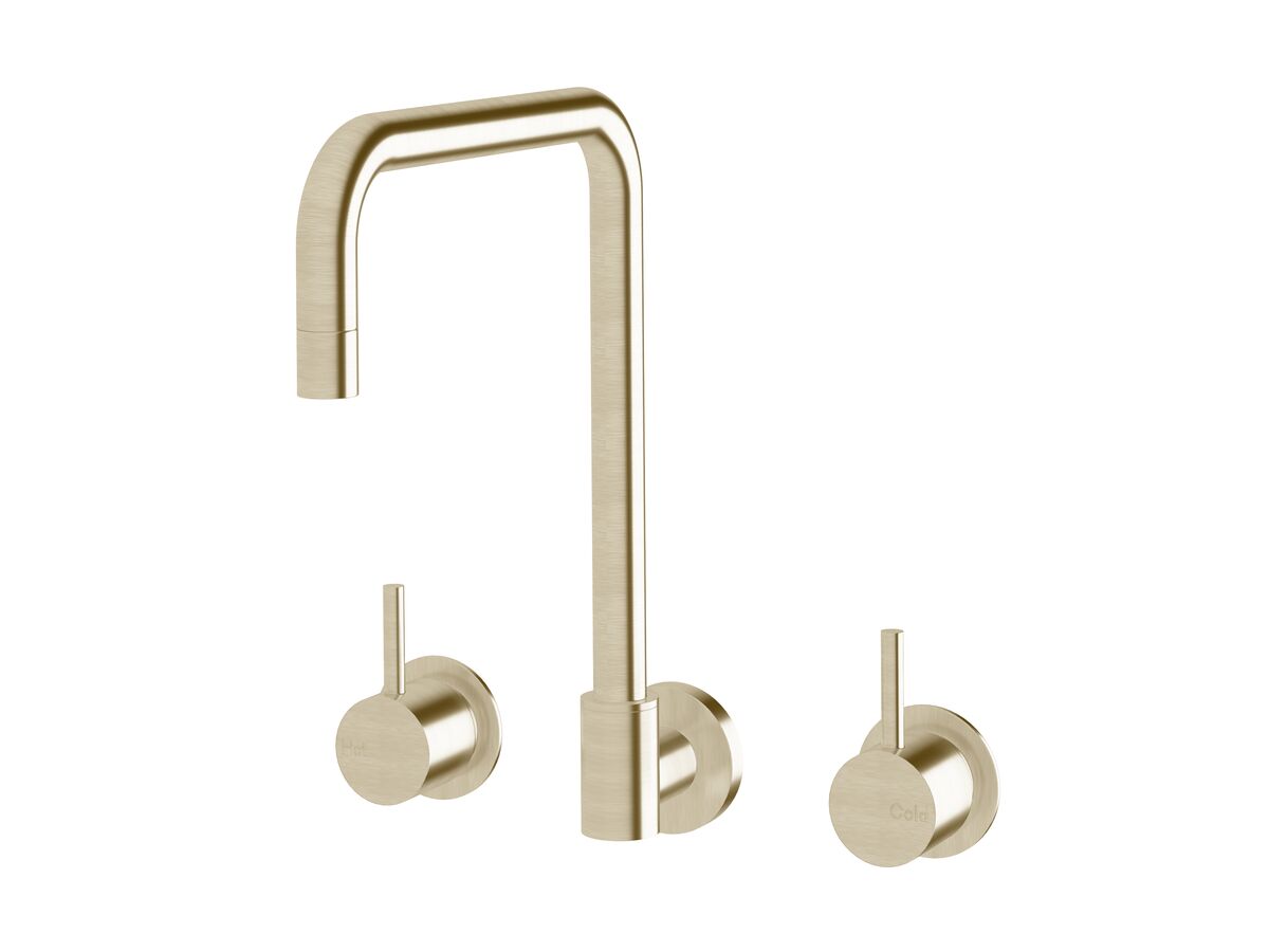 reece Sussex Scala Wall Sink Set Square LUX PVD Brushed Platinum Gold (3 Star)