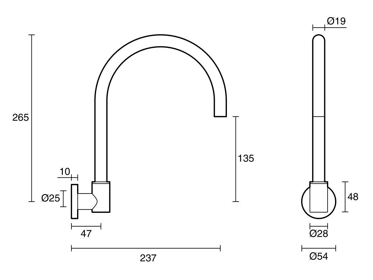 Reece Sussex Scala Wall Sink Swivel Outlet Chrome (3 Star)