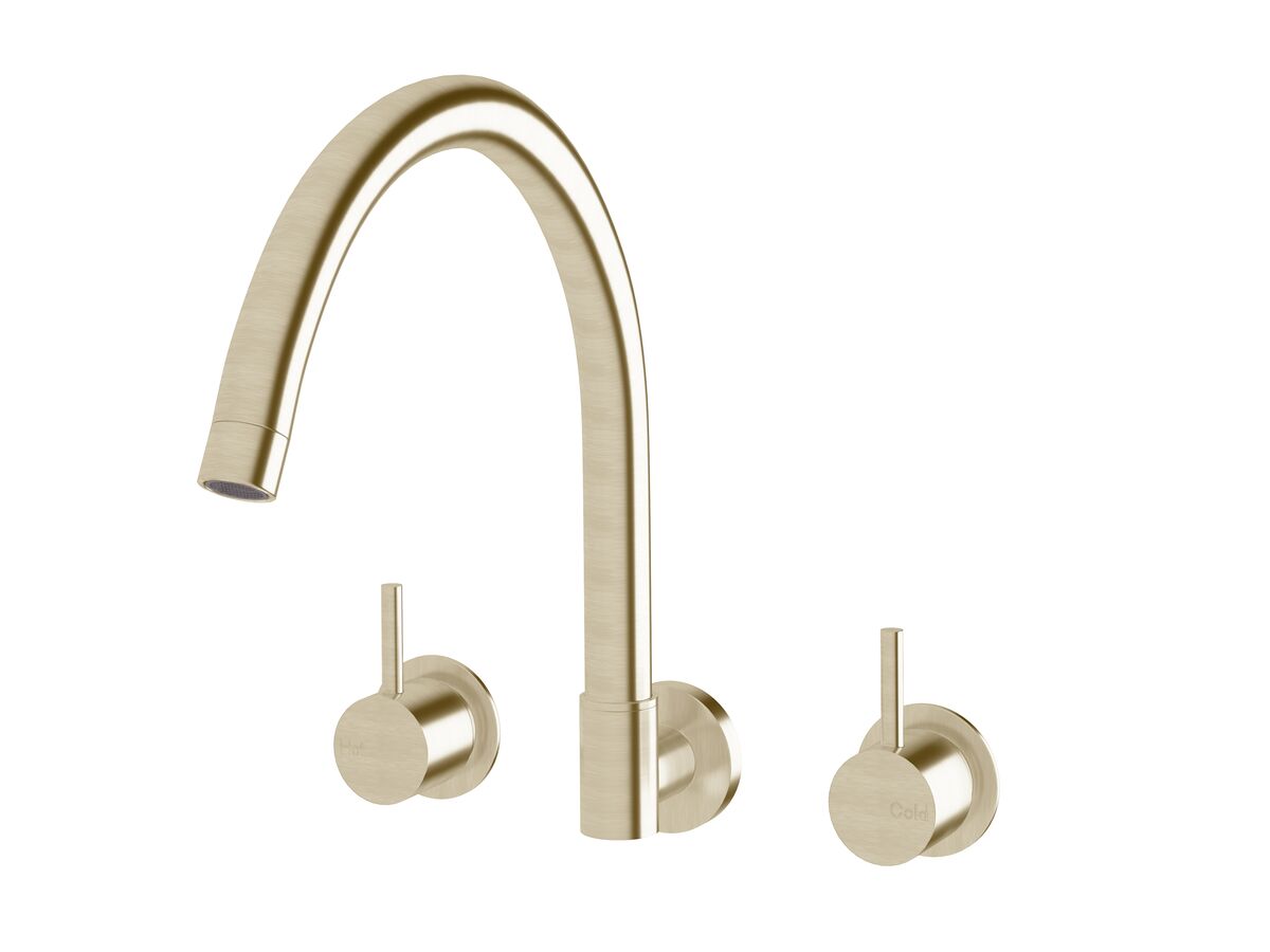 reece Sussex Scala Wall Spa Set Curved LUX PVD Brushed Platinum Gold