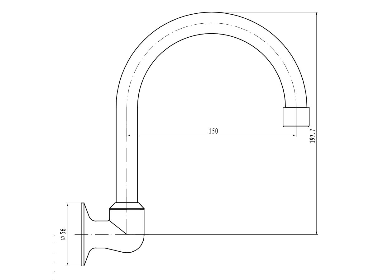 Reece Swivel Wall Gooseneck Outlet 225 X 150mm Chrome (4 Star) Lead Free
