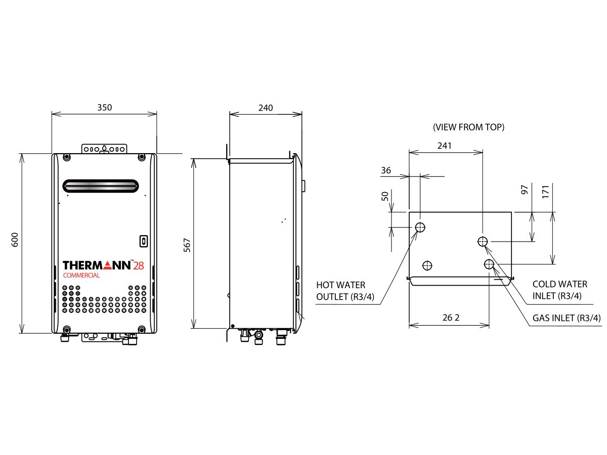 Reece Thermann Commercial 28L External LPG Continuous Flow Hot Water System