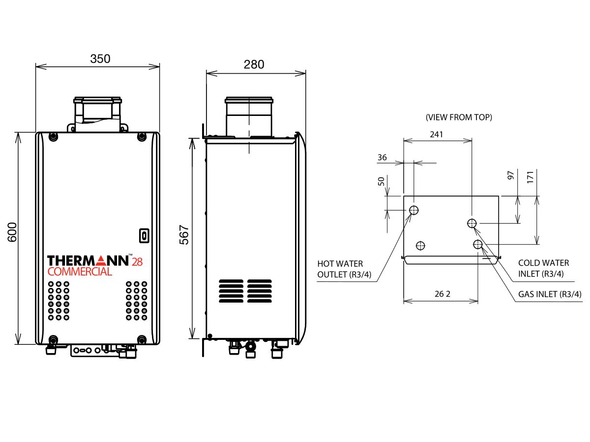 Reece Thermann Commercial 28L Internal N/G Continuous Flow Hot Water System