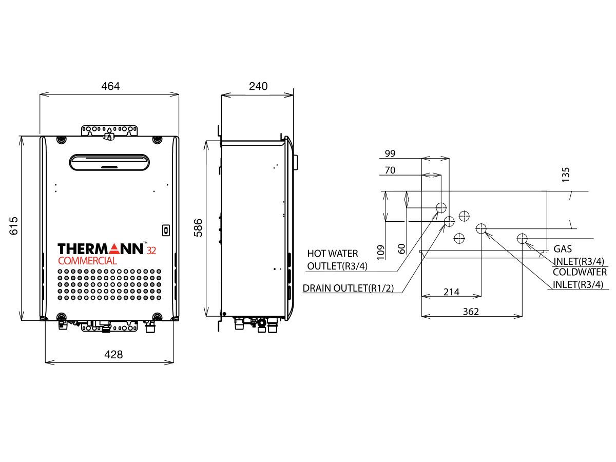 Reece Thermann Commercial 32L External N/G Continuous Flow Hot Water System