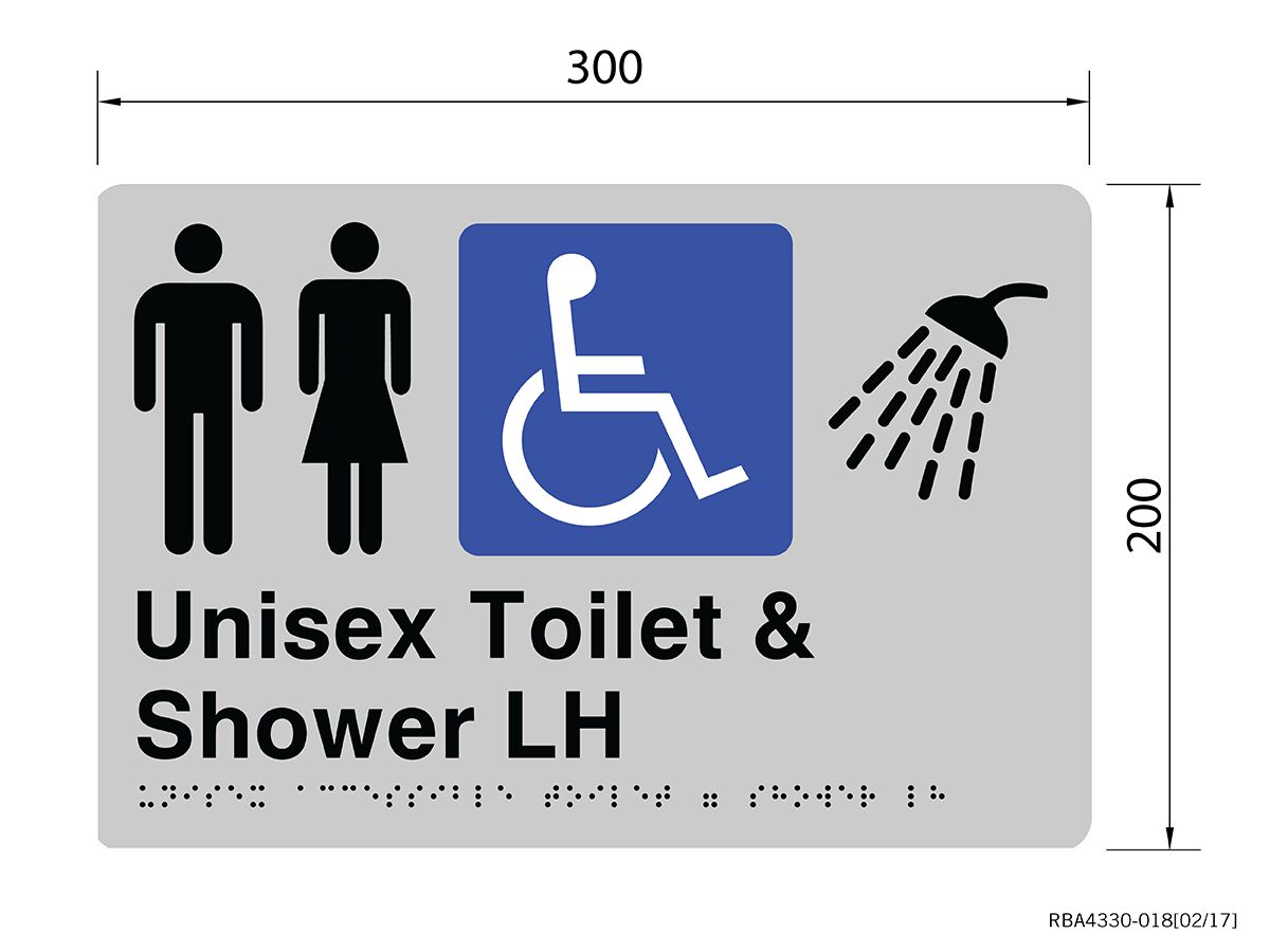 Reece Unisex Accessible Toilet & Shower Tactile Sign Left Hand Stainless Steel