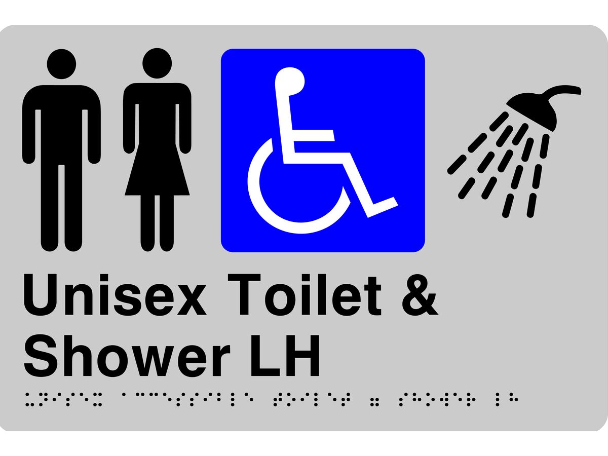 reece Unisex Accessible Toilet & Shower Tactile Sign Left Hand Stainless Steel