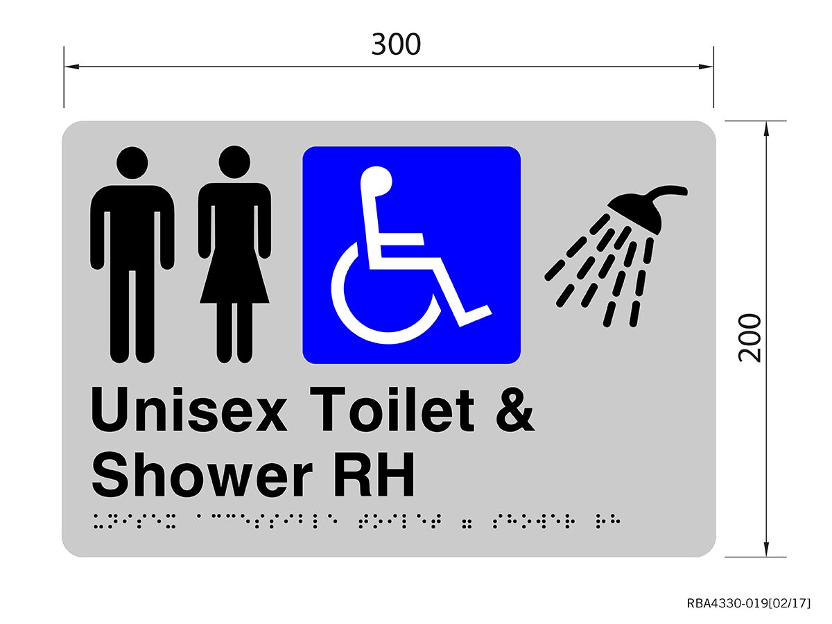 Reece Unisex Accessible Toilet & Shower Tactile Sign Right Hand Stainless Steel
