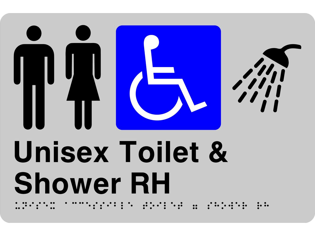 reece Unisex Accessible Toilet & Shower Tactile Sign Right Hand Stainless Steel