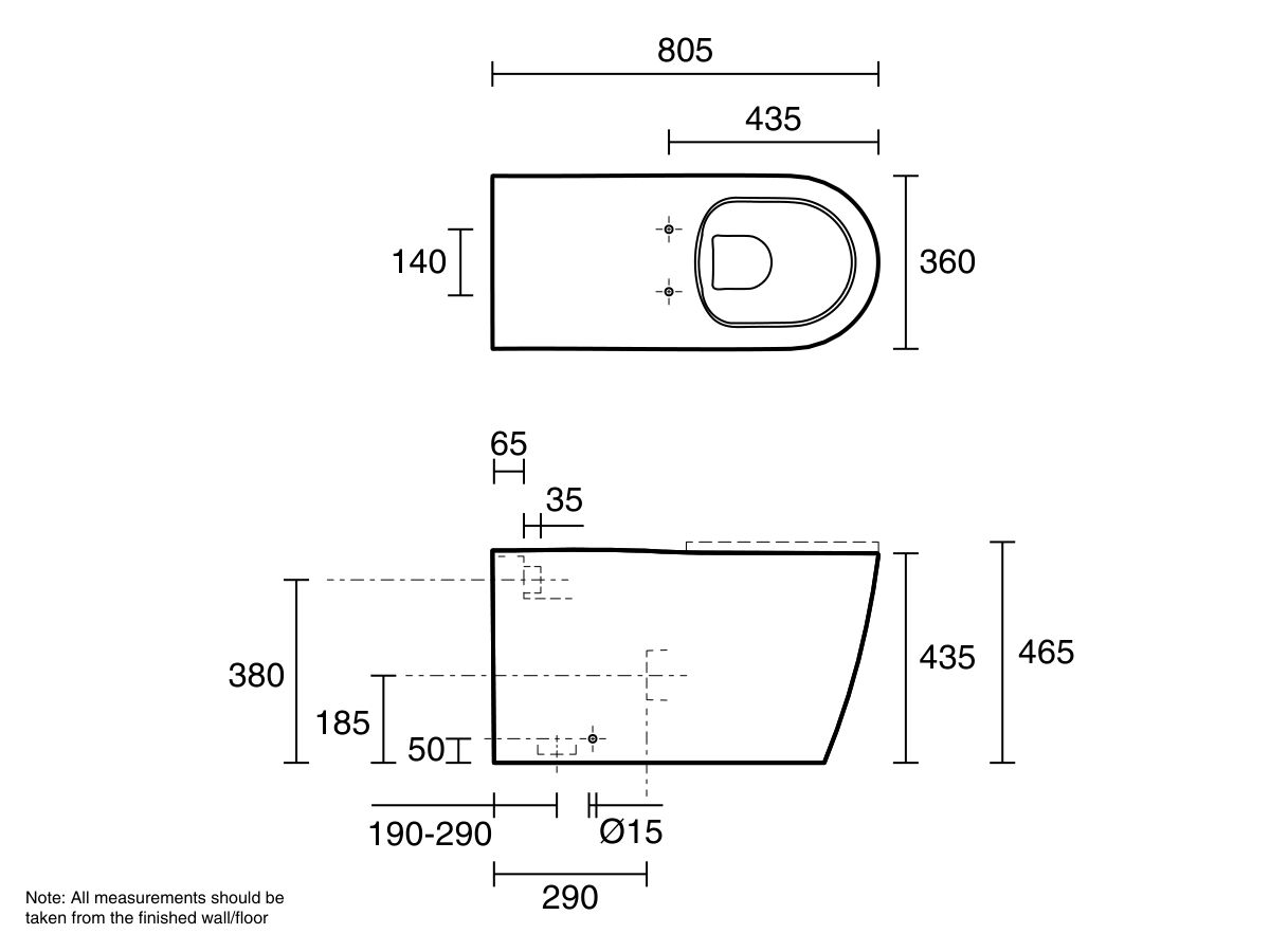 Reece Wolfen 800 Back To Wall Rimless Pan With Double Flap Seat White (4 Star)