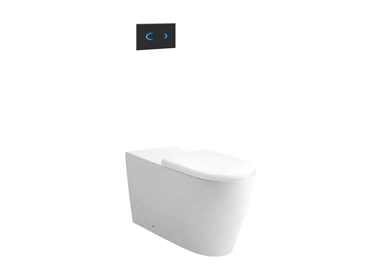 reece Wolfen 800 Back to Wall Rimless Pan with Inwall Cistern Sensor Button Double Flap Seat White (4 Star)