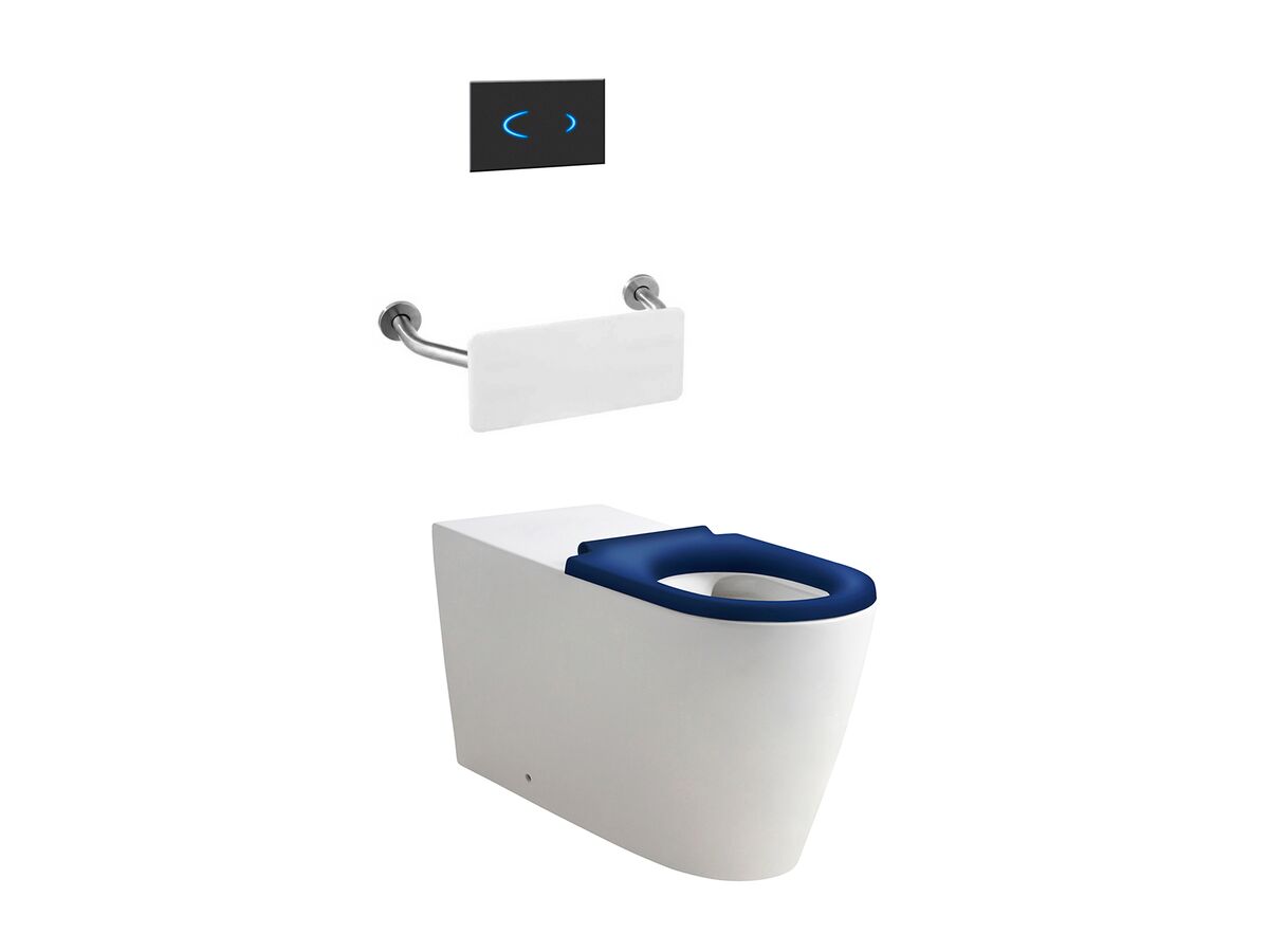 reece Wolfen 800 Back to Wall Rimless Pan with Inwall Cistern Sensor Button Backrest Single Flap Seat Blue (4 Star) reece Wolfen 800 Back to Wall Rimless Pan with Inwall Cistern Sensor Button Backrest Single Flap Seat Blue (4 Star)
