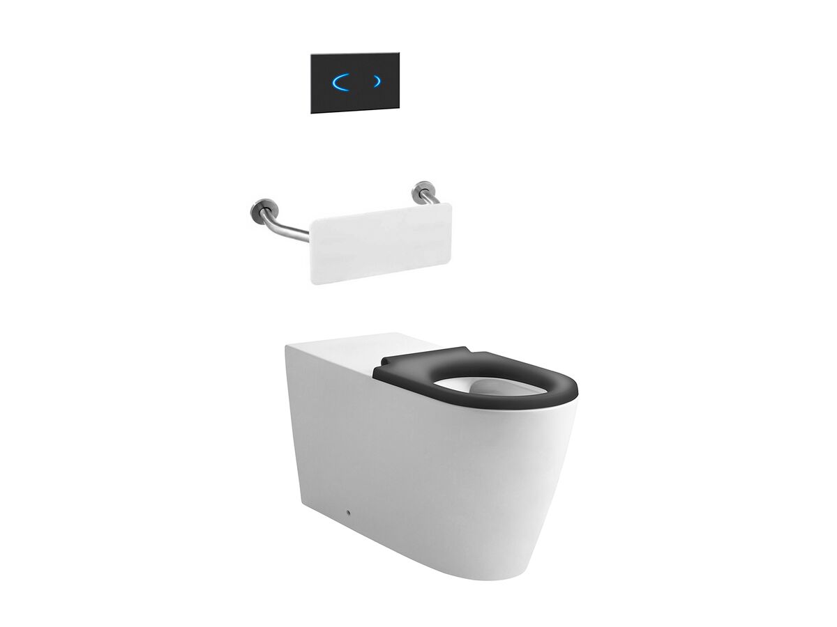 reece Wolfen 800 Back to Wall Rimless Pan with Inwall Cistern Sensor Button Backrest Single Flap Seat Grey (4 Star) reece Wolfen 800 Back to Wall Rimless Pan with Inwall Cistern Sensor Button Backrest Single Flap Seat Grey (4 Star)