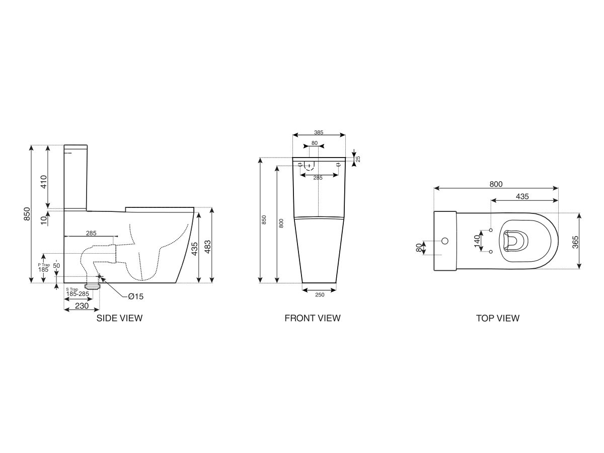 Reece Wolfen 800 Close Coupled Back To Wall Rimless Toilet Suite With Double Flap Seat Blue (4 Star)
