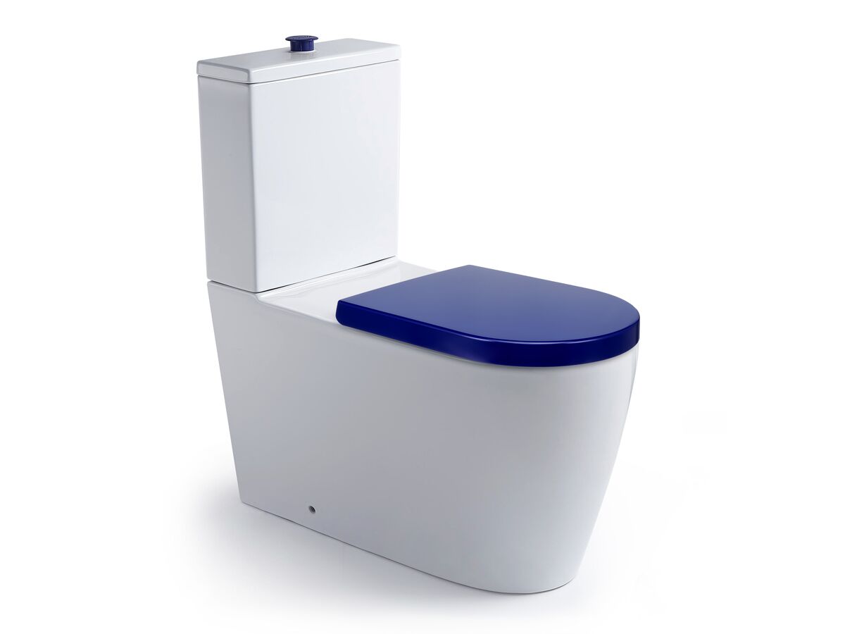 reece Wolfen 800 Close Coupled Back to Wall Rimless Toilet Suite with Double Flap Seat Blue (4 Star)