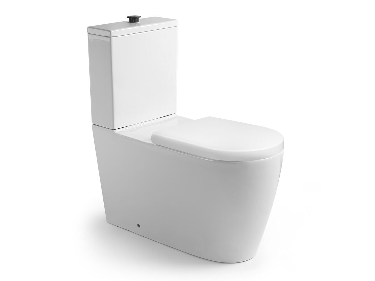 reece Wolfen 800 Close Coupled Back to Wall Rimless Toilet Suite with Double Flap Seat White (4 Star)