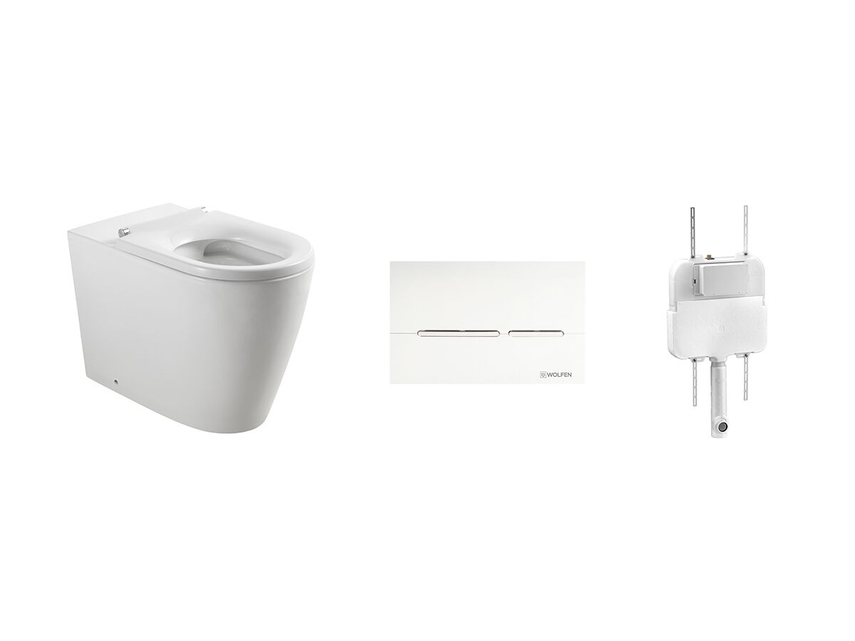 reece Wolfen Ambulant Back to Wall Inwall Rimless Toilet Suite Single Flap Seat White (4 Star)