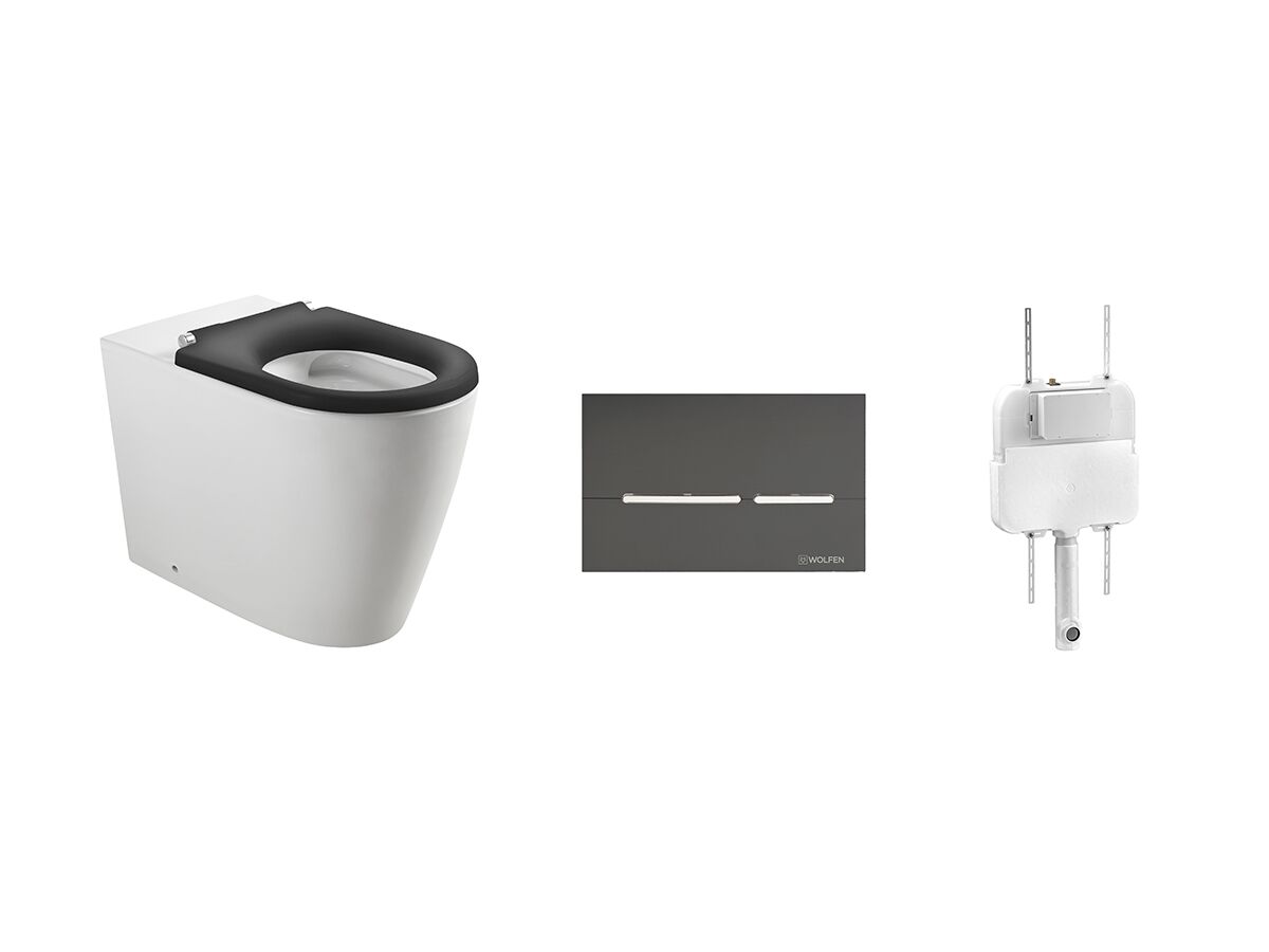 reece Wolfen Ambulant Back to Wall Inwall Rimless Toilet Suite Single Flap Seat Grey (4 Star)