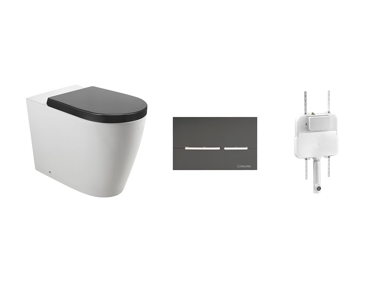 reece Wolfen Ambulant Back to Wall Inwall Rimless Toilet Suite Double Flap Seat Grey (4 Star)