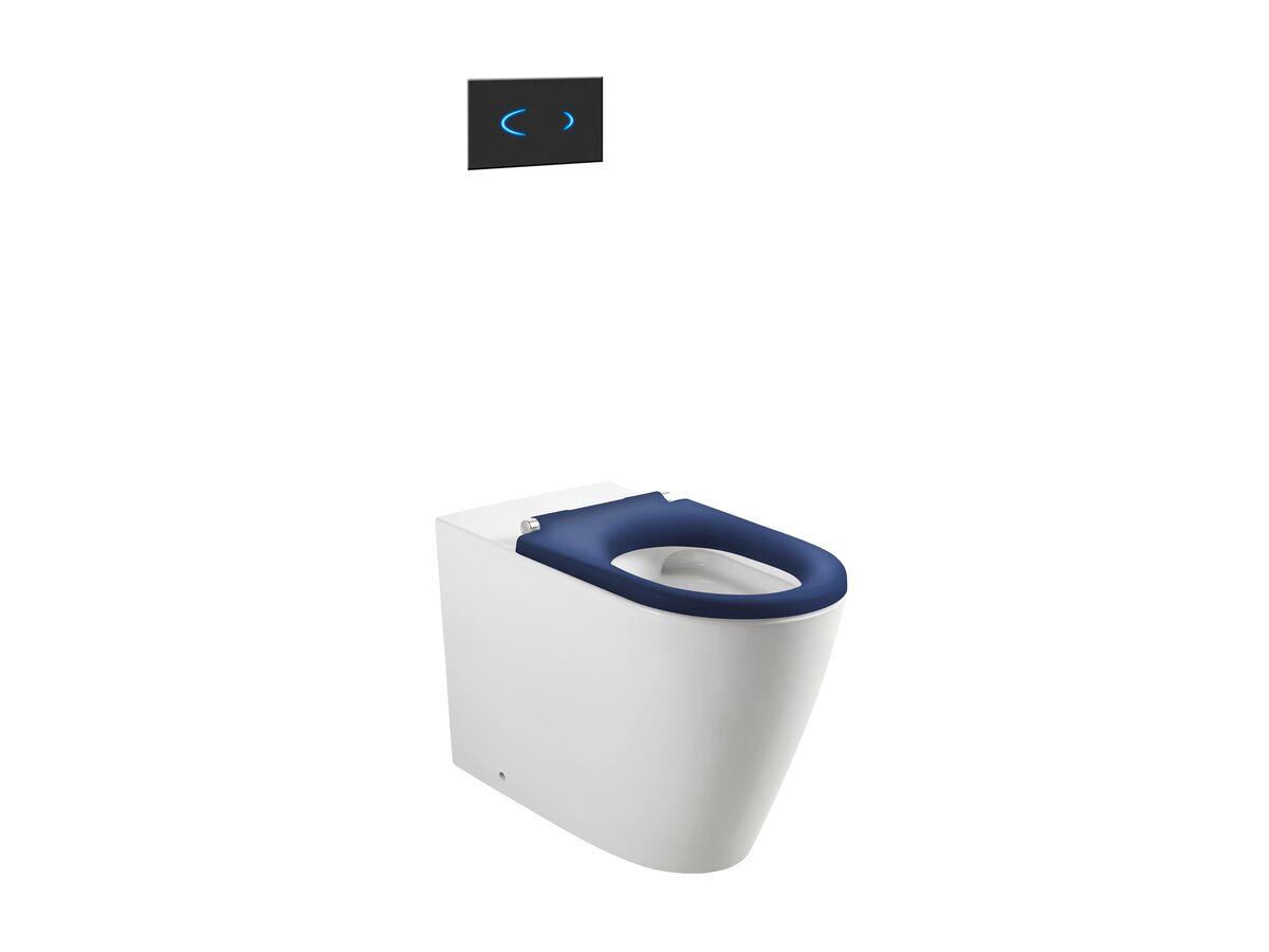reece Wolfen Ambulant Back to Wall Rimless Pan with Inwall Cistern Sensor Button Single Flap Seat Blue (4 Star) reece Wolfen Ambulant Back to Wall Rimless Pan with Inwall Cistern Sensor Button Single Flap Seat Blue (4 Star)