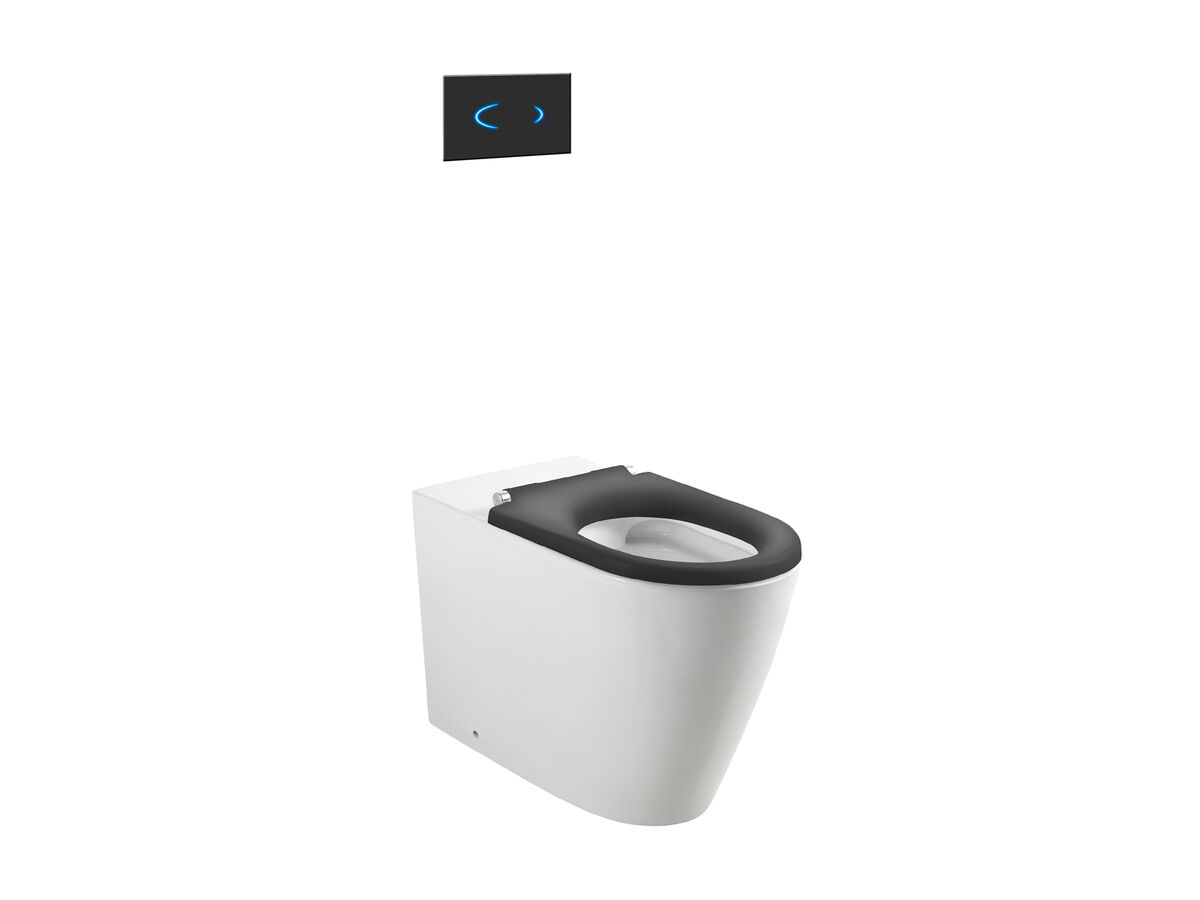 reece Wolfen Ambulant Back to Wall Rimless Pan with Inwall Cistern Sensor Button Single Flap Seat Grey (4 Star) reece Wolfen Ambulant Back to Wall Rimless Pan with Inwall Cistern Sensor Button Single Flap Seat Grey (4 Star)