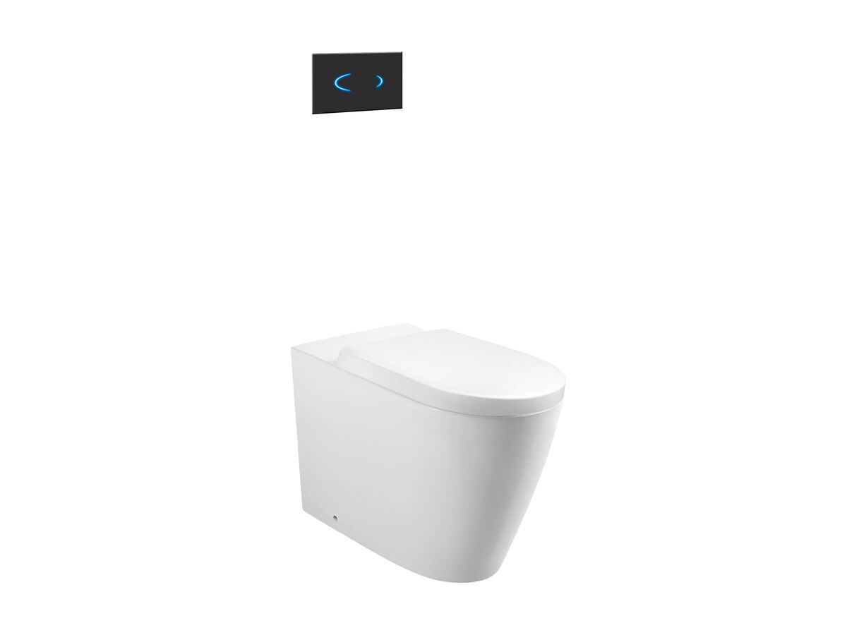 reece Wolfen Ambulant Back to Wall Rimless Pan with Inwall Cistern Sensor Button Double Flap Seat White (4 Star) reece Wolfen Ambulant Back to Wall Rimless Pan with Inwall Cistern Sensor Button Double Flap Seat White (4 Star)