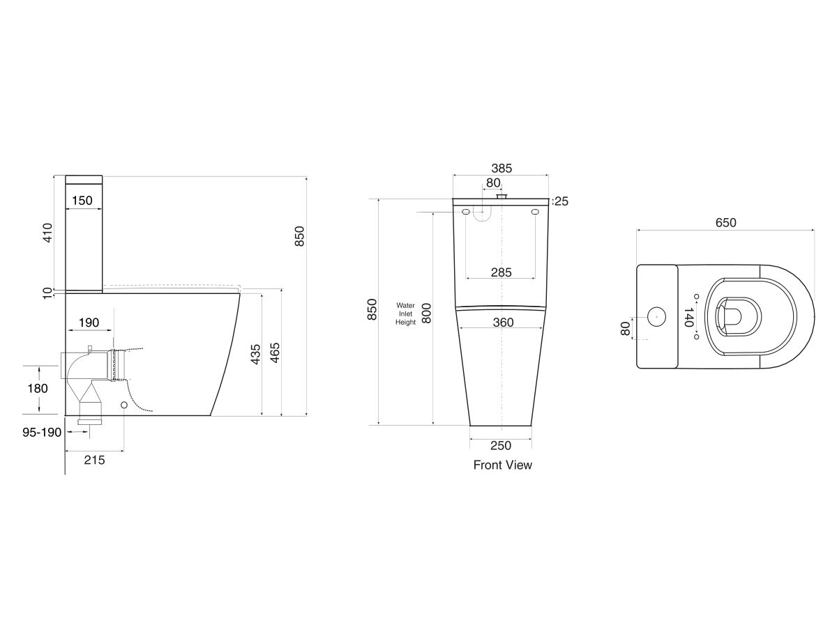 Reece Wolfen Ambulant Close Coupled Back To Wall Rimless Toilet Suite Single Flap Seat Blue (4 Star)