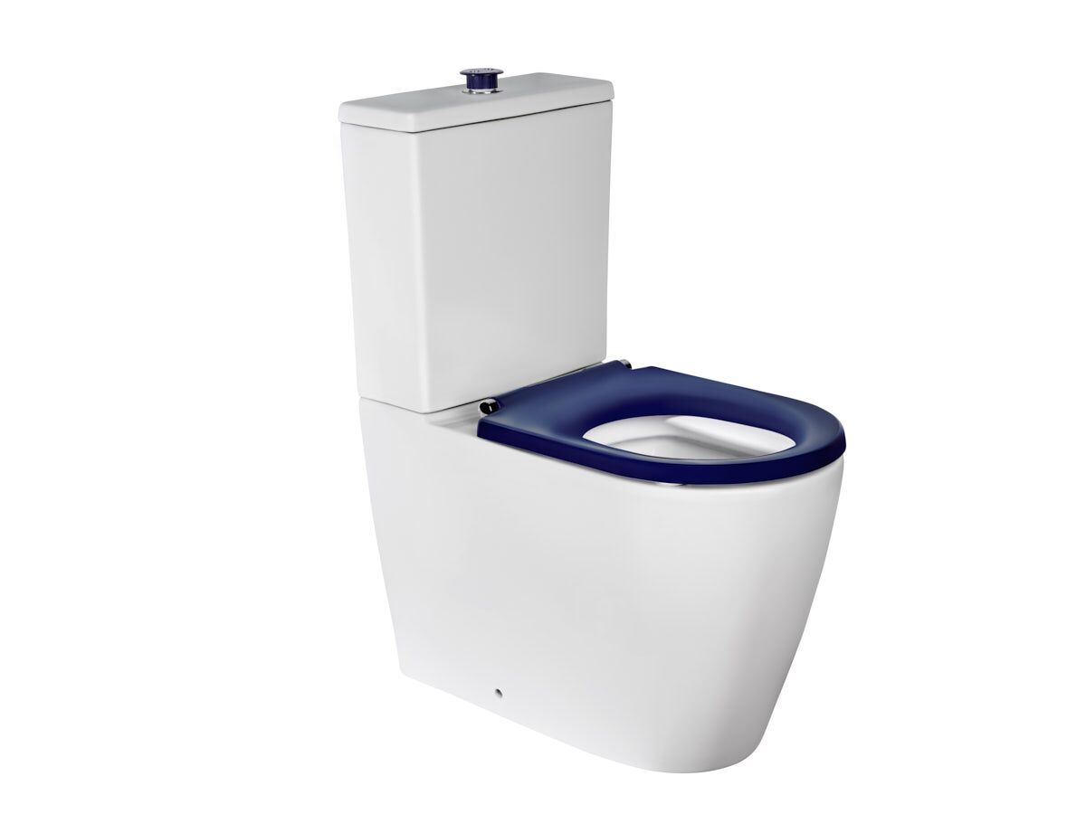 reece Wolfen Ambulant Close Coupled Back to Wall Rimless Toilet Suite Single Flap Seat Blue (4 Star)