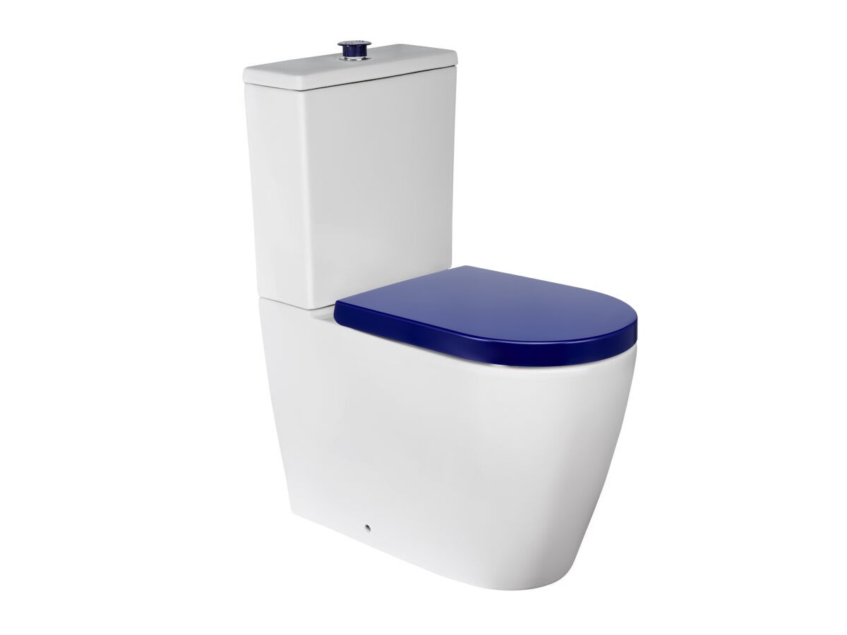 reece Wolfen Ambulant Close Coupled Back to Wall Rimless Toilet Suite Double Flap Seat Blue (4 Star)
