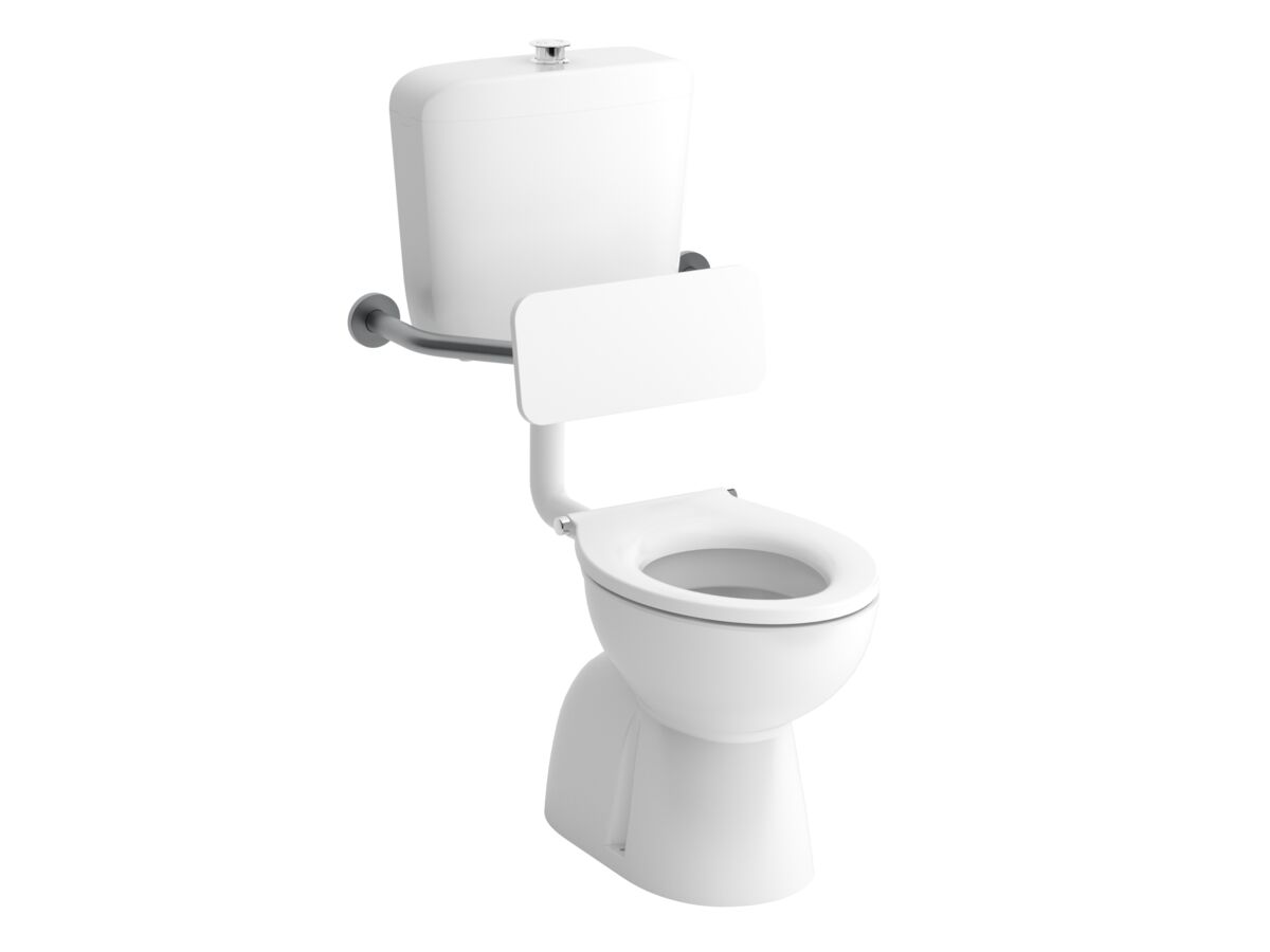 reece Wolfen Care Plastic Link Toilet Suite Concealed S Trap Pan with Chrome Raised Button White Single Flap Seat & Back Rest (4 Star) reece Wolfen Care Plastic Link Toilet Suite Concealed S Trap Pan with Chrome Raised Button White Single Flap Seat & Back Rest (4 Star)