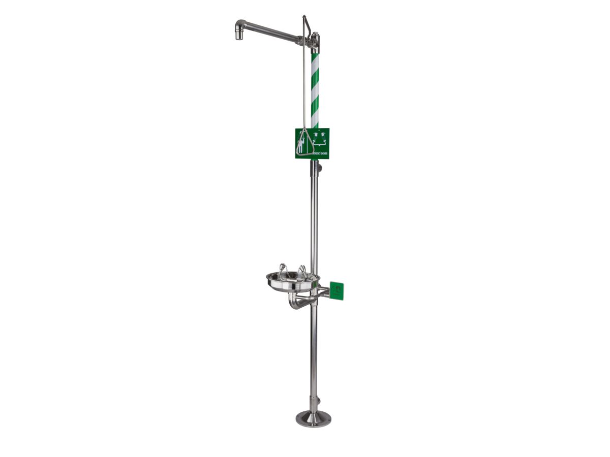 reece Wolfen Freestanding Safety Shower & Eye Wash Hand Operated Polished Stainless Steel