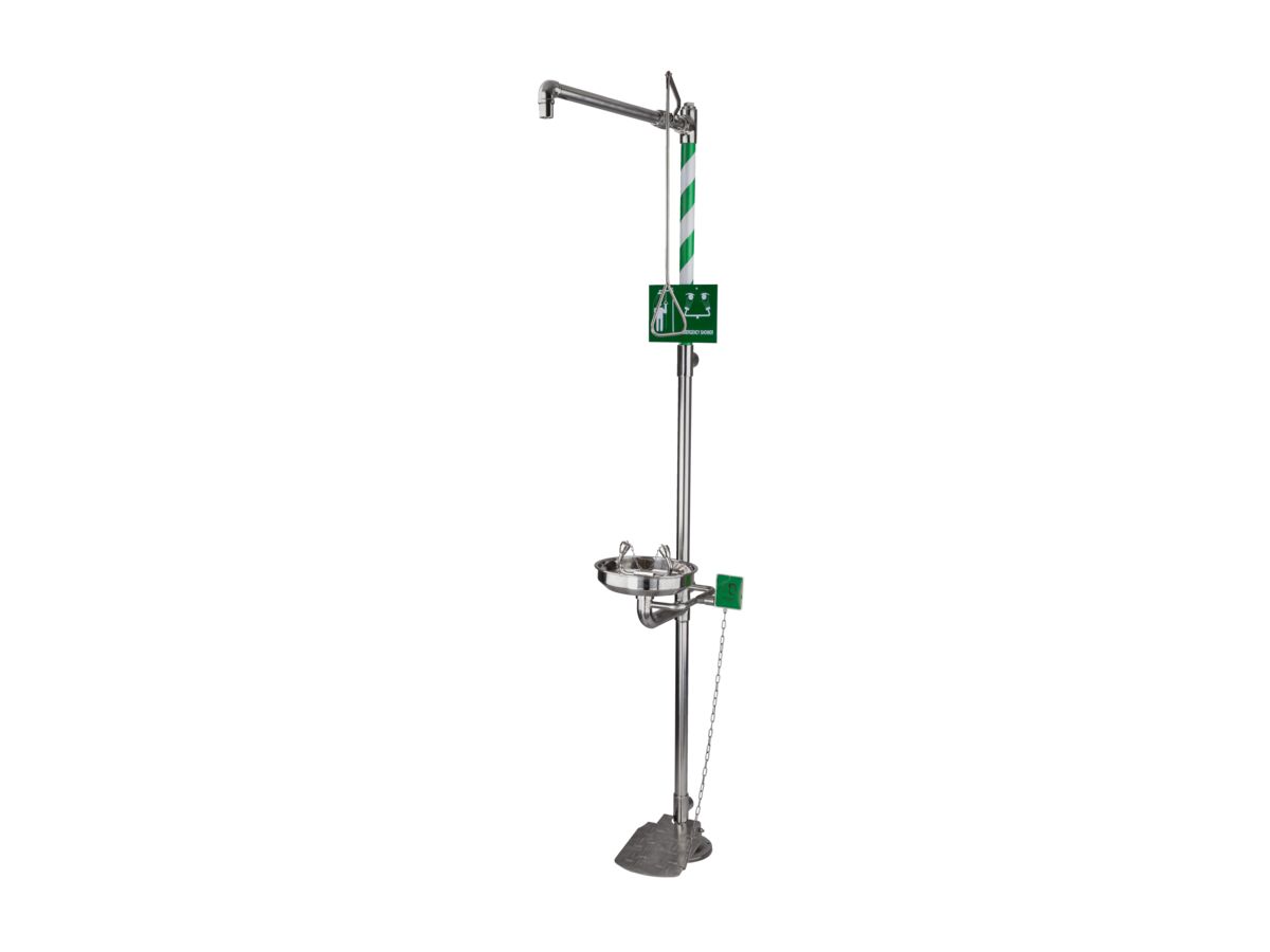 reece Wolfen Freestanding Safety Shower & Eye Wash with Foot Pedal Polished Stainless Steel