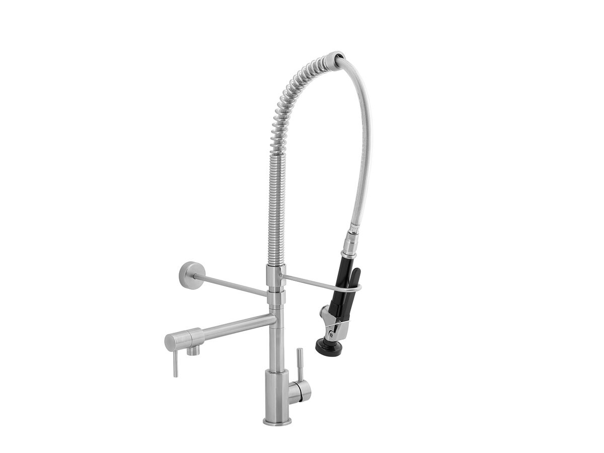 Reece Wolfen Pre Rinse Sink Mixer Tap With Pot Filler Stainless Steel - Compact (6 Star)